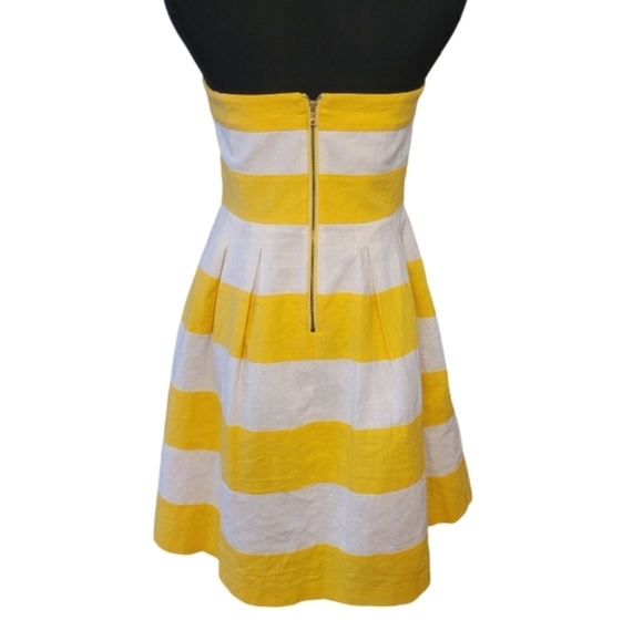 LOFT Yellow Strapless Striped Linen Dress Size 2 - Picture 5 of 6